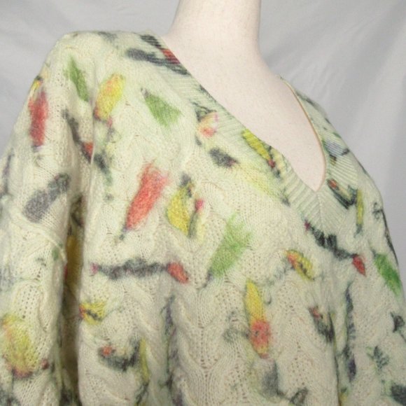 Anthropologie Fisherman Catch of the Day Cable-Knit Wool Sweater Fly Fishing - Picture 5 of 9